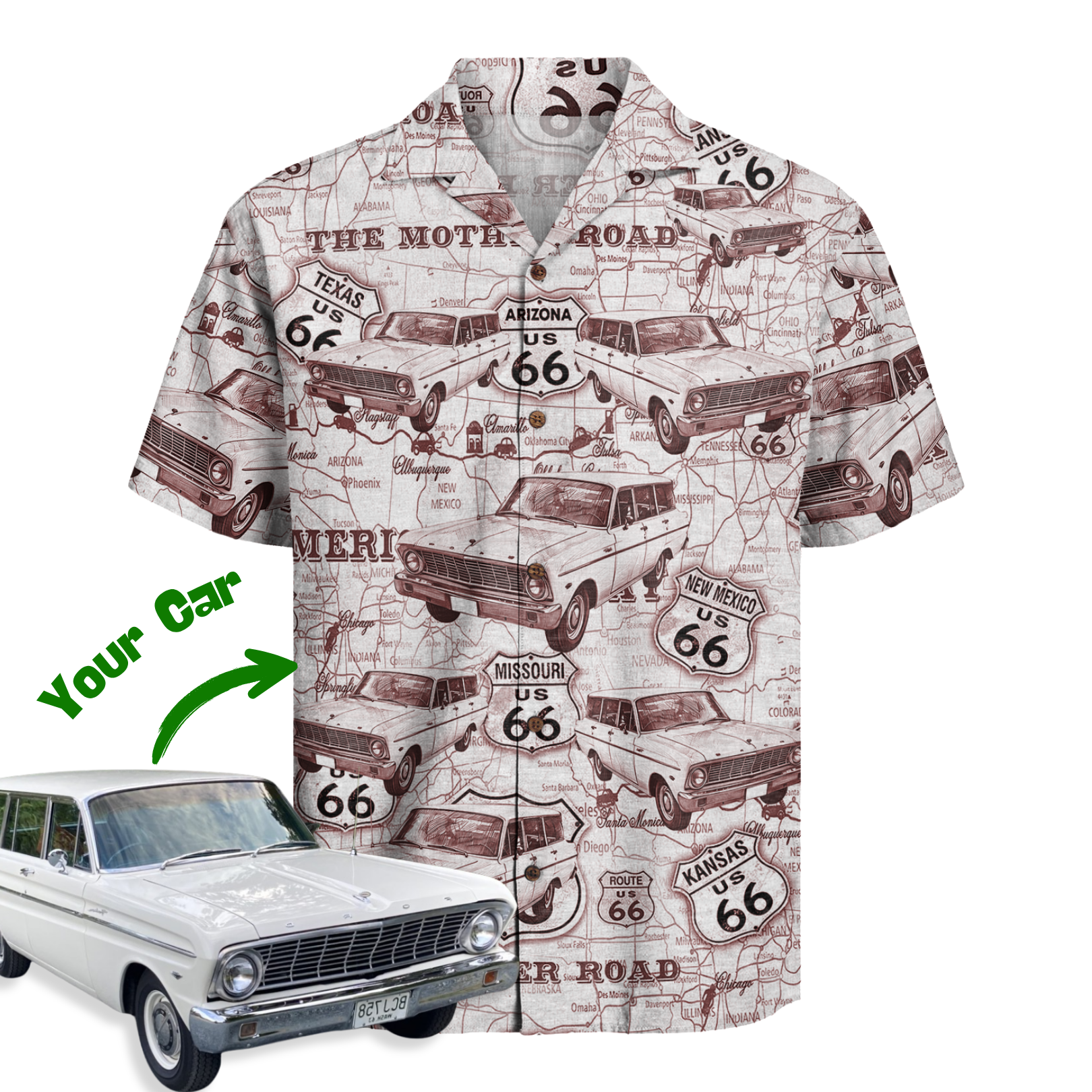 Personalized Hawaiian Shirt – Car Red Toile De Jouy