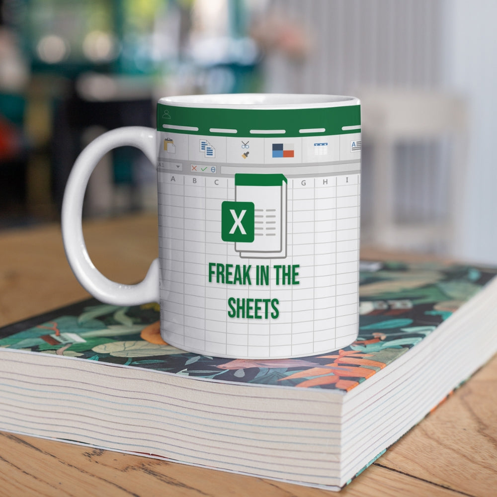 Freak In The Sheets Excel Coffee Mug, Accounting Office Boss Coworker Gift Idea, Great Gift for Accountant, CFO