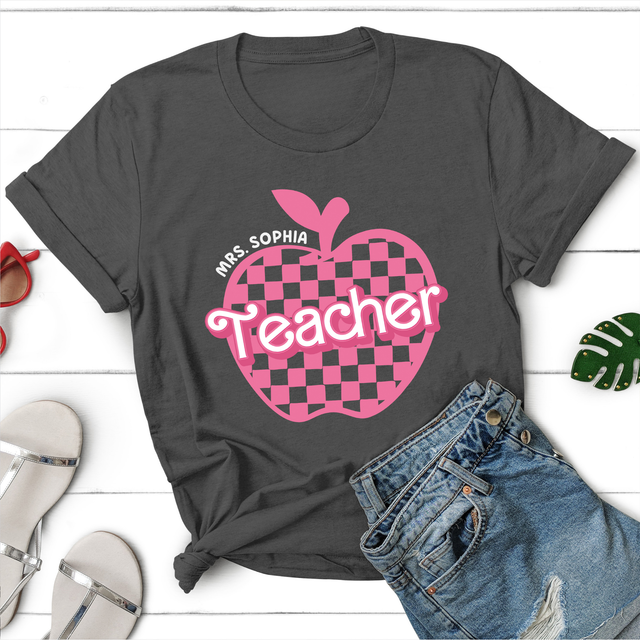 Personalized Checkered Apple Teacher Shirt, Primary School Teacher Shirt, Back To School Shirt for Teachers, Teacher Gift, Teacher Appreciation