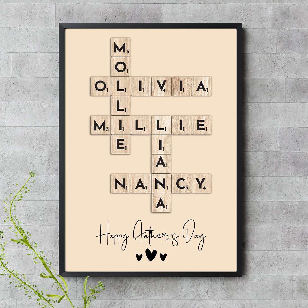 Personalized Family Puzzle Poster, Father's Day Custom Print, Father's Day Gift, Gift for Dad, Papa Gift, Gift for Him, Wall Art Print, Home Decor