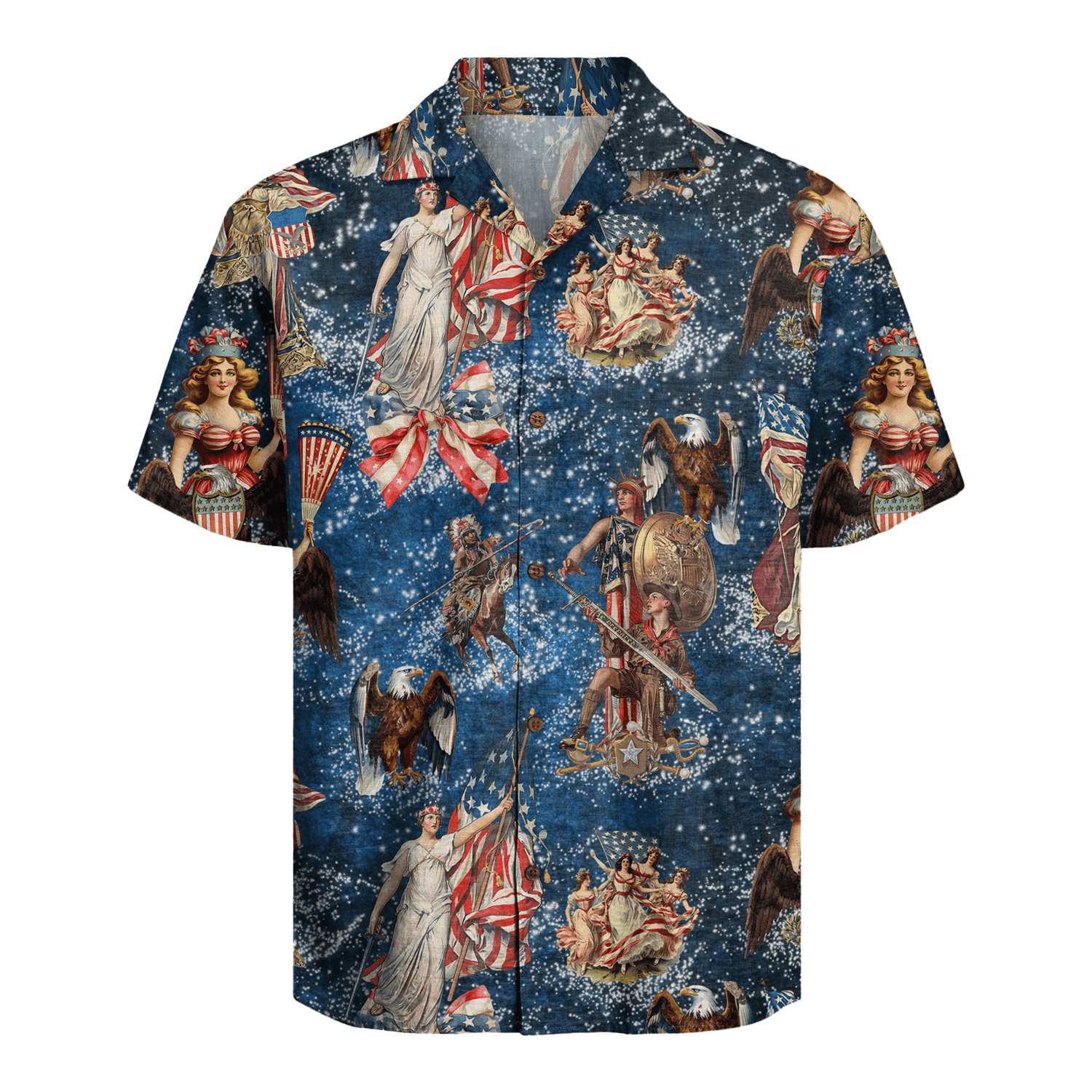 Bold in Red, White &amp; Blue Hawaiian Shirt