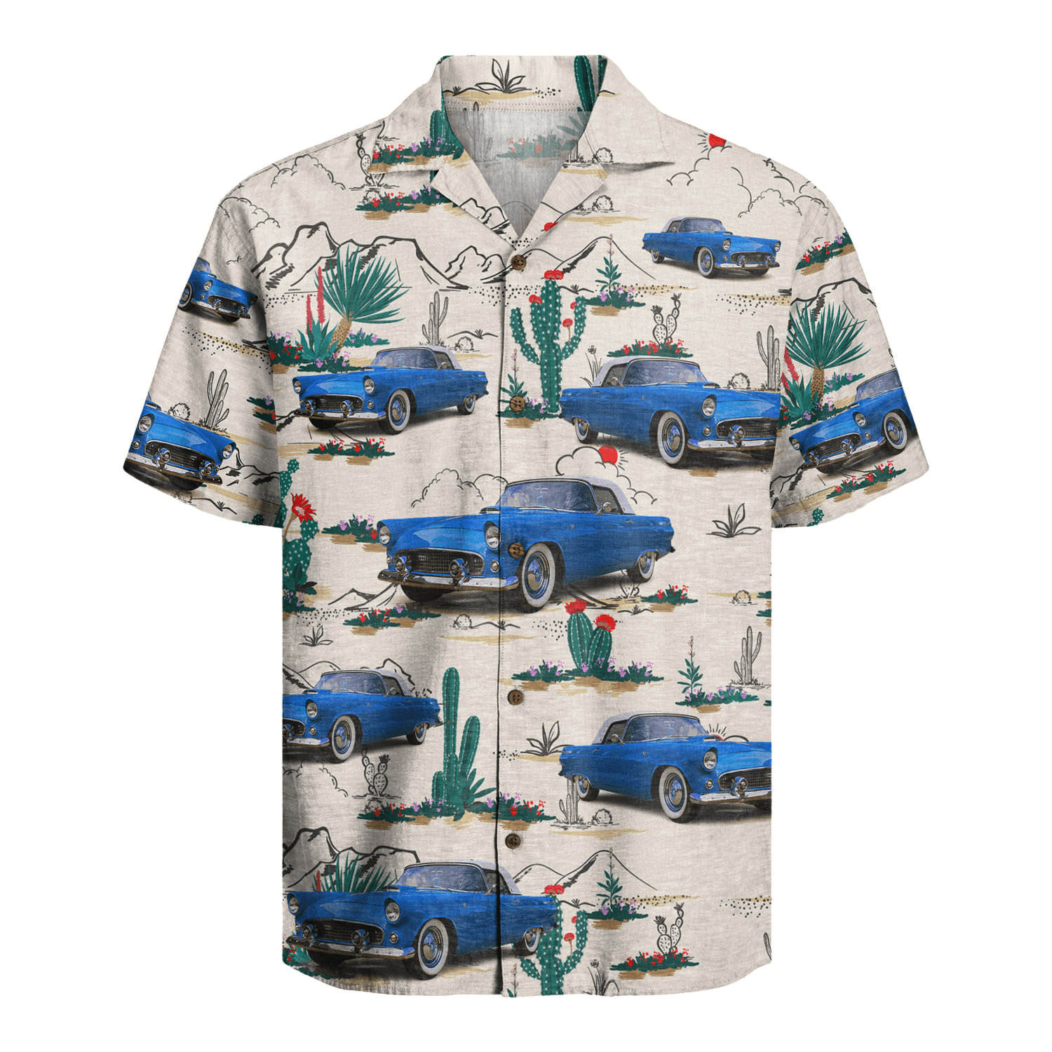 Personalized Hawaiian Shirt With Cars – Desert White