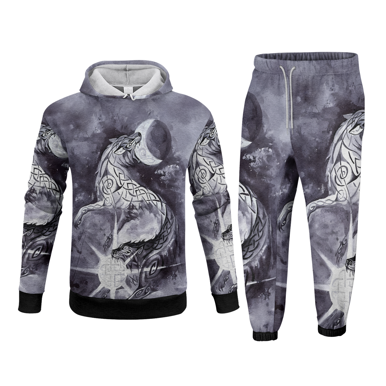 Eclipse Of The Norse Wolf Fleece Hoodie & Joggers Set