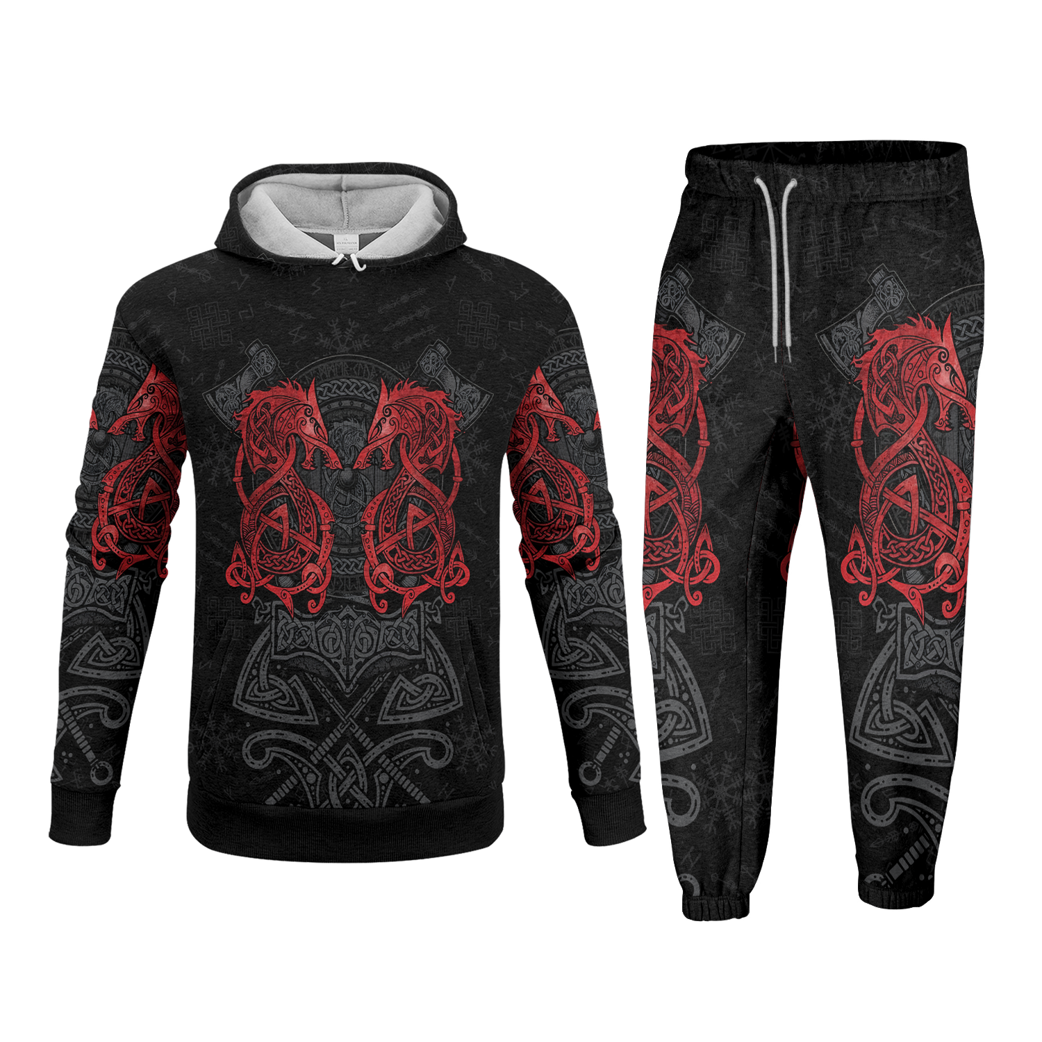 Twin Dragon Fleece Hoodie & Joggers Set