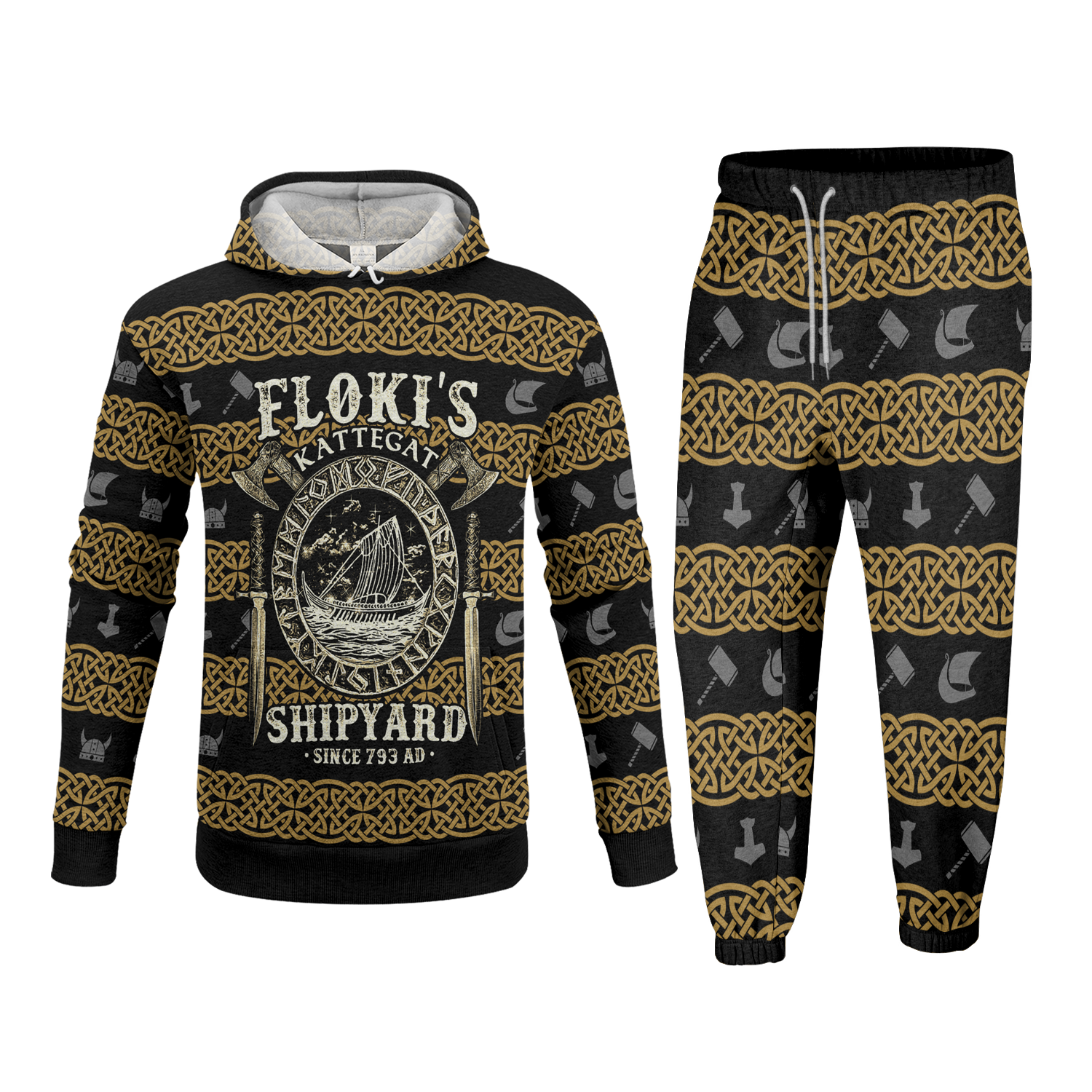 Floki's Kattegat Shipyard Since 793 AD Fleece Hoodie & Joggers Set