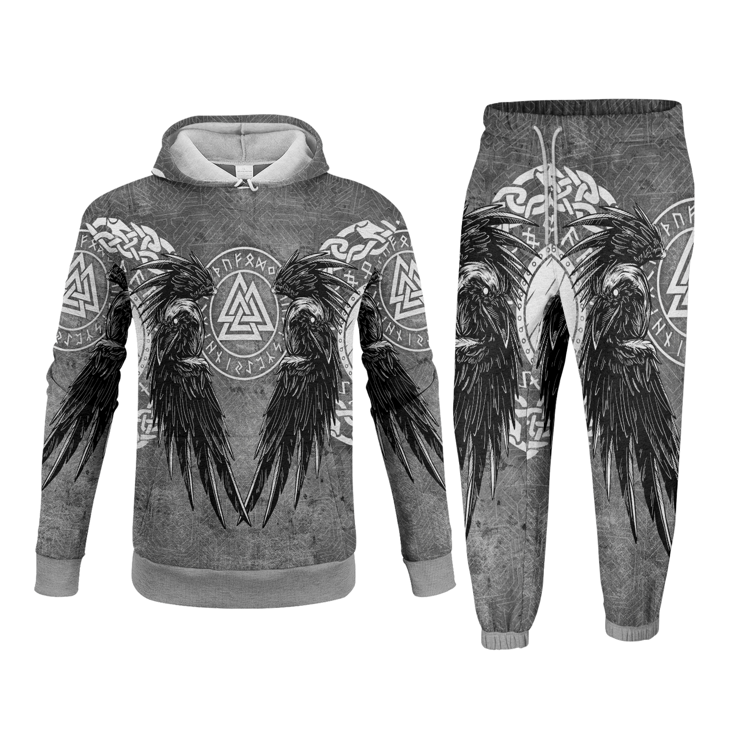 A Powerful Valknut Symbol Fleece Hoodie & Joggers Set