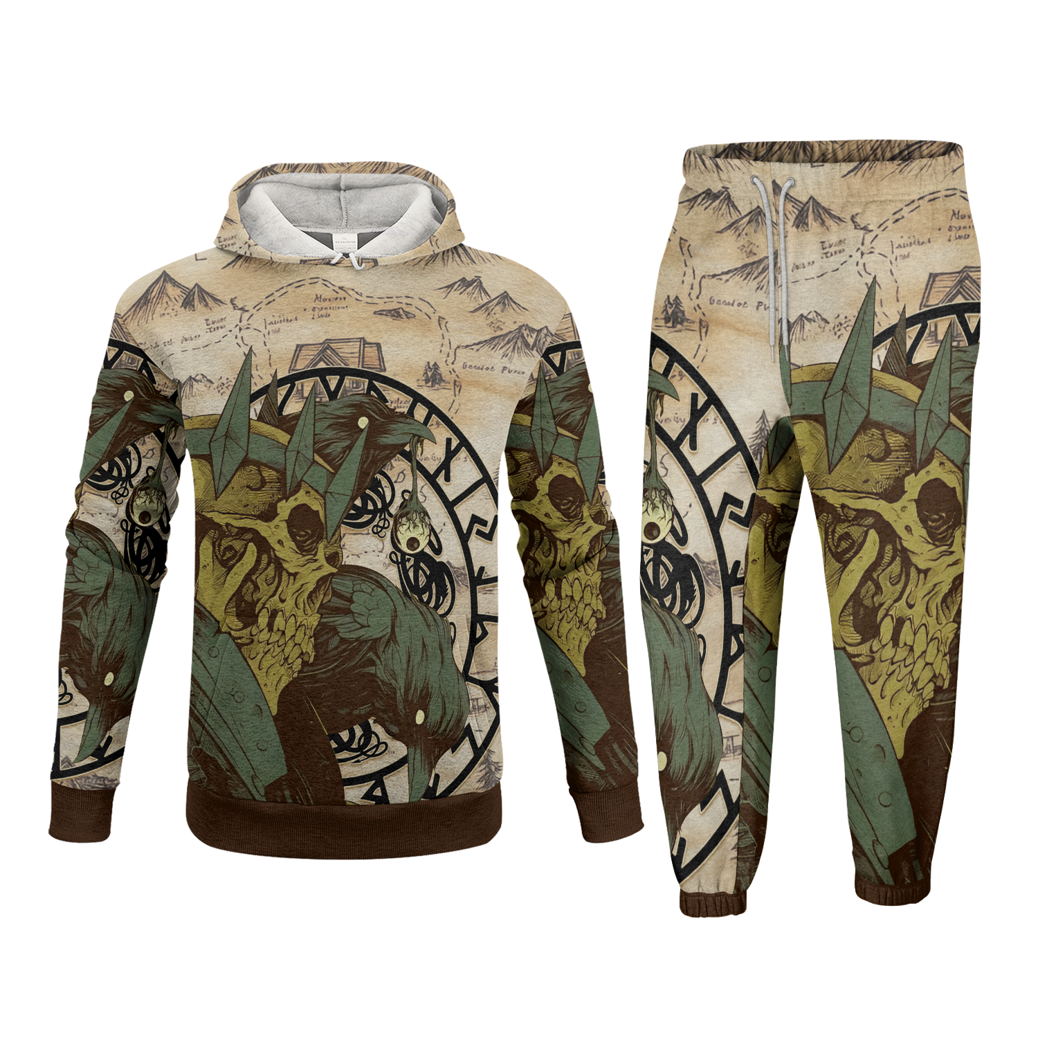 Skull of the Norse Raven Fleece Hoodie & Joggers Set