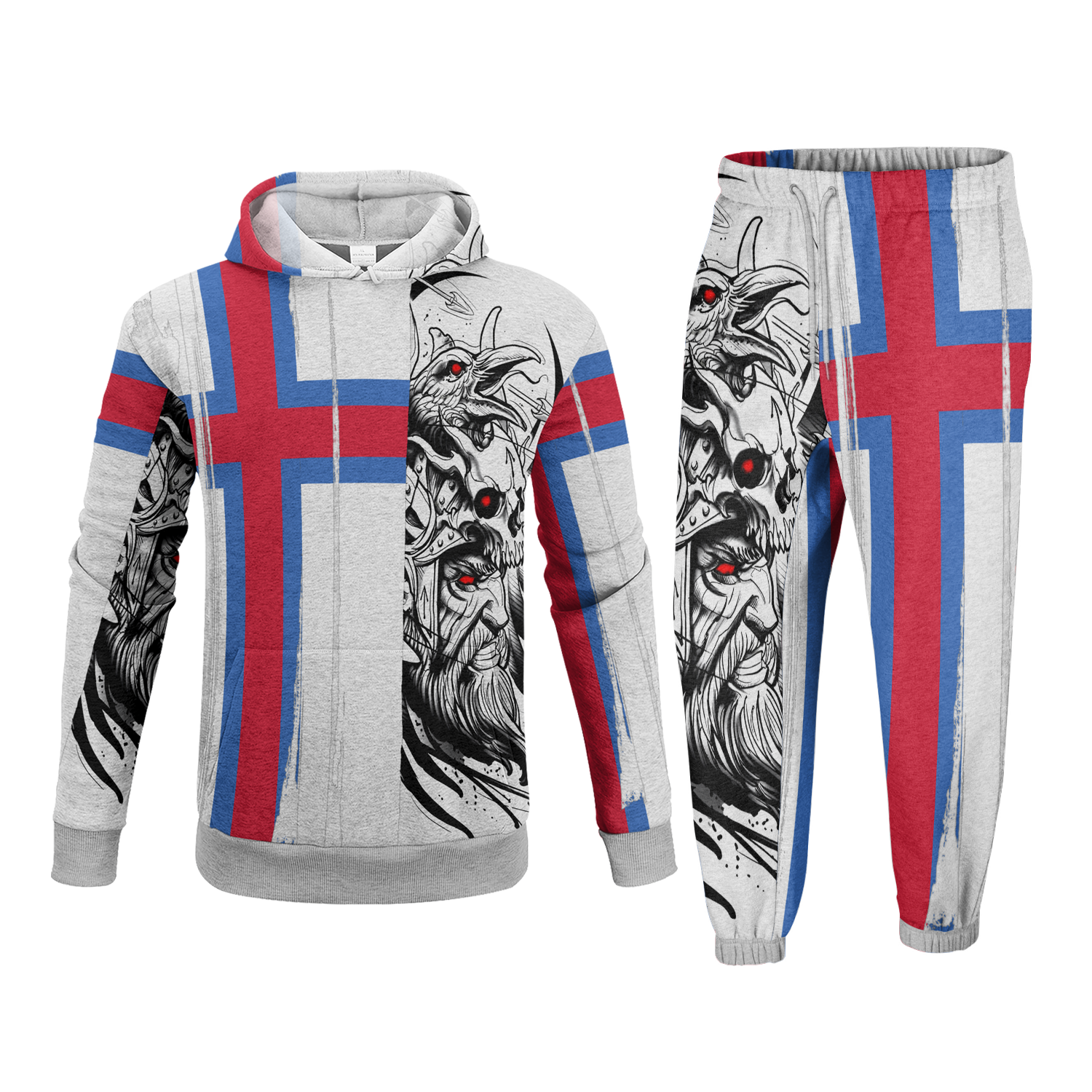 Odin's Faroese Patriotic Fleece Hoodie & Joggers Set