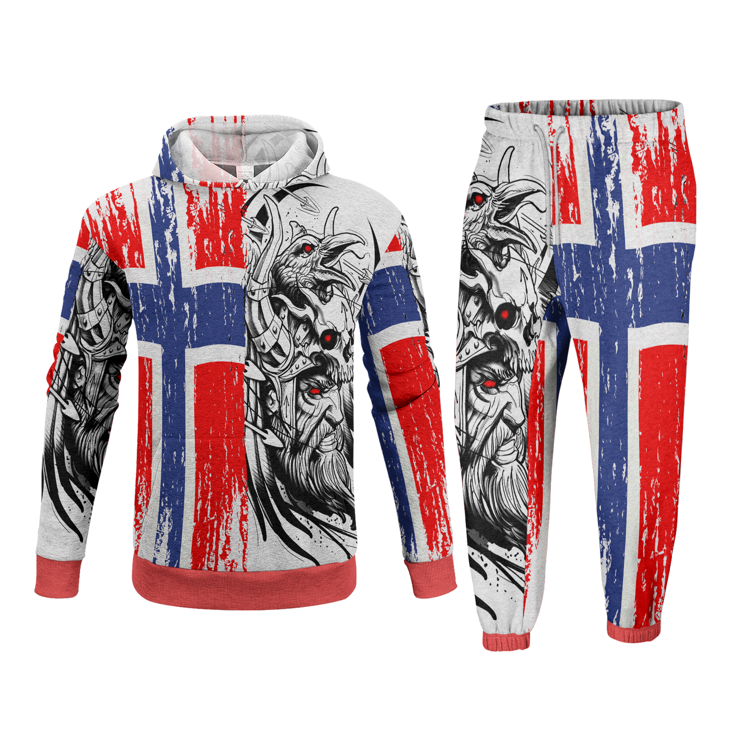 Odin's Norway Patriotic Fleece Hoodie & Joggers Set