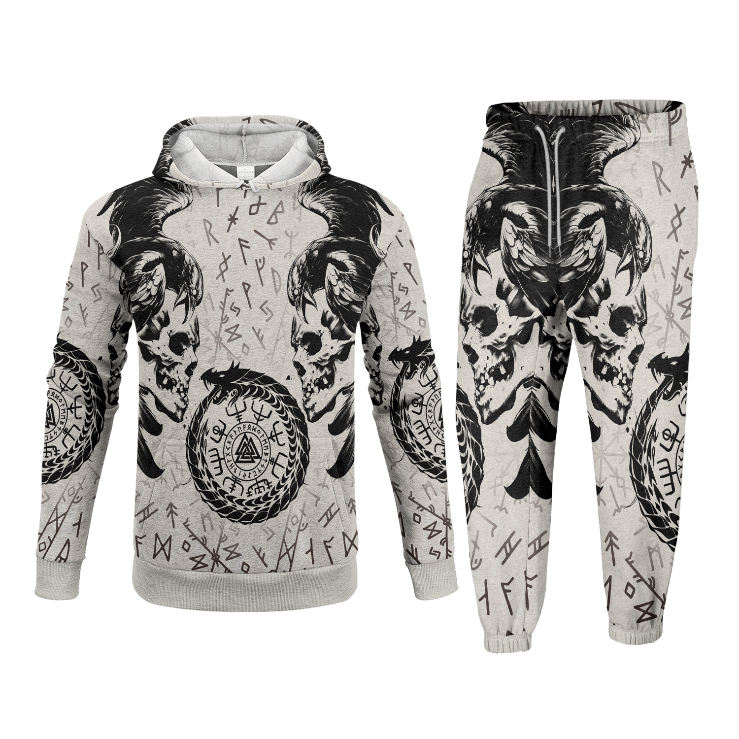 Viking Skulls of Valhalla Fleece Hoodie & Joggers Set