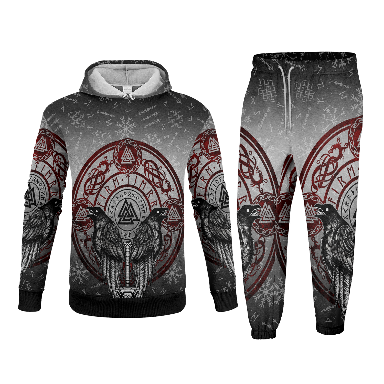 Runic Raven Lore Fleece Hoodie & Joggers Set