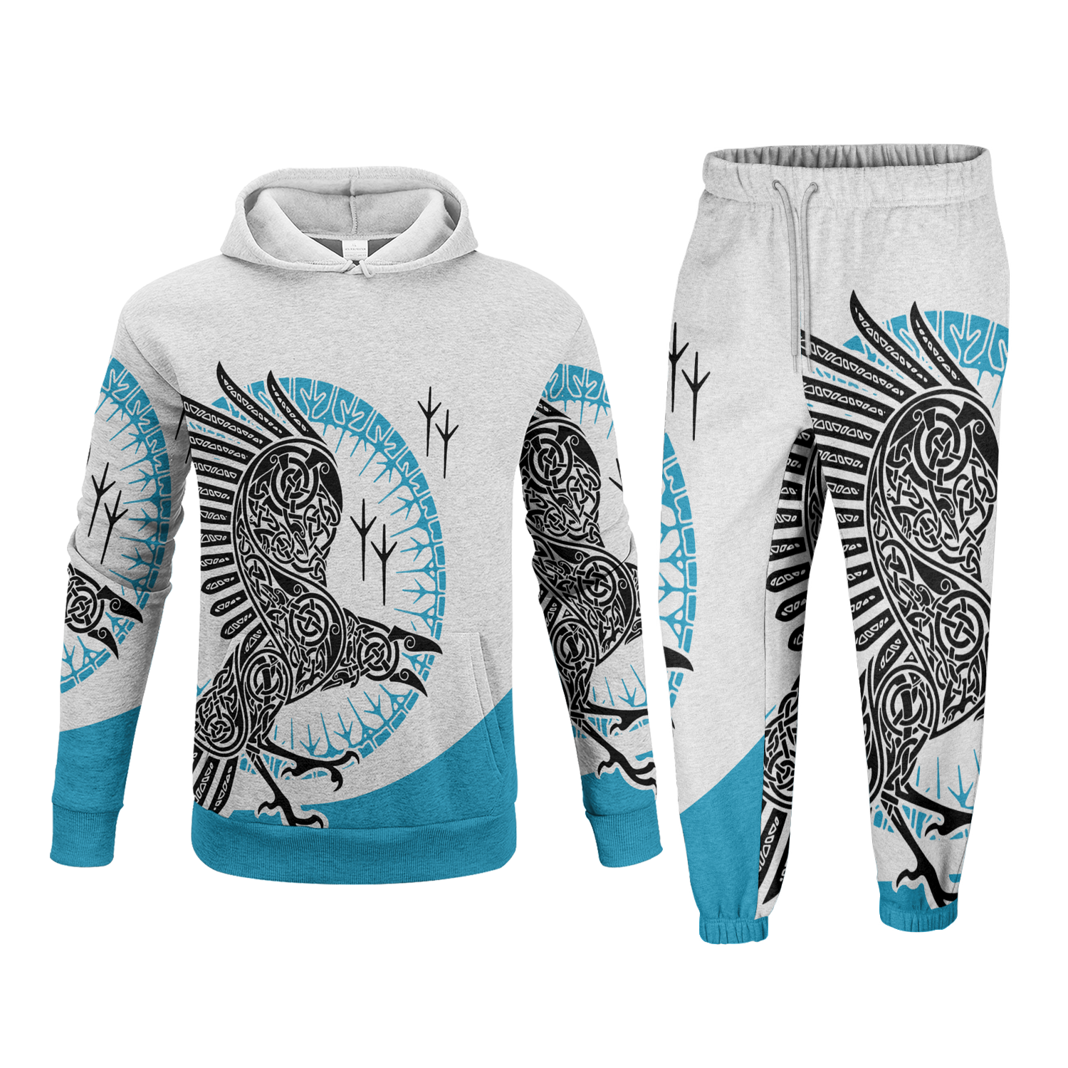 Viking Spirit Raven Fleece Hoodie & Joggers Set