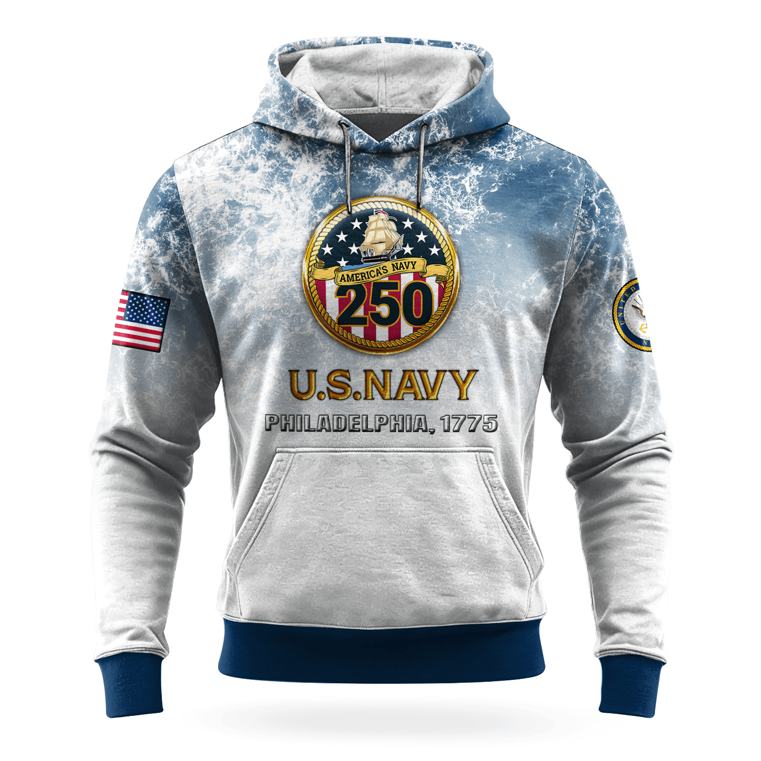 US NAVY 250th Years Of Service All-over Hoodie