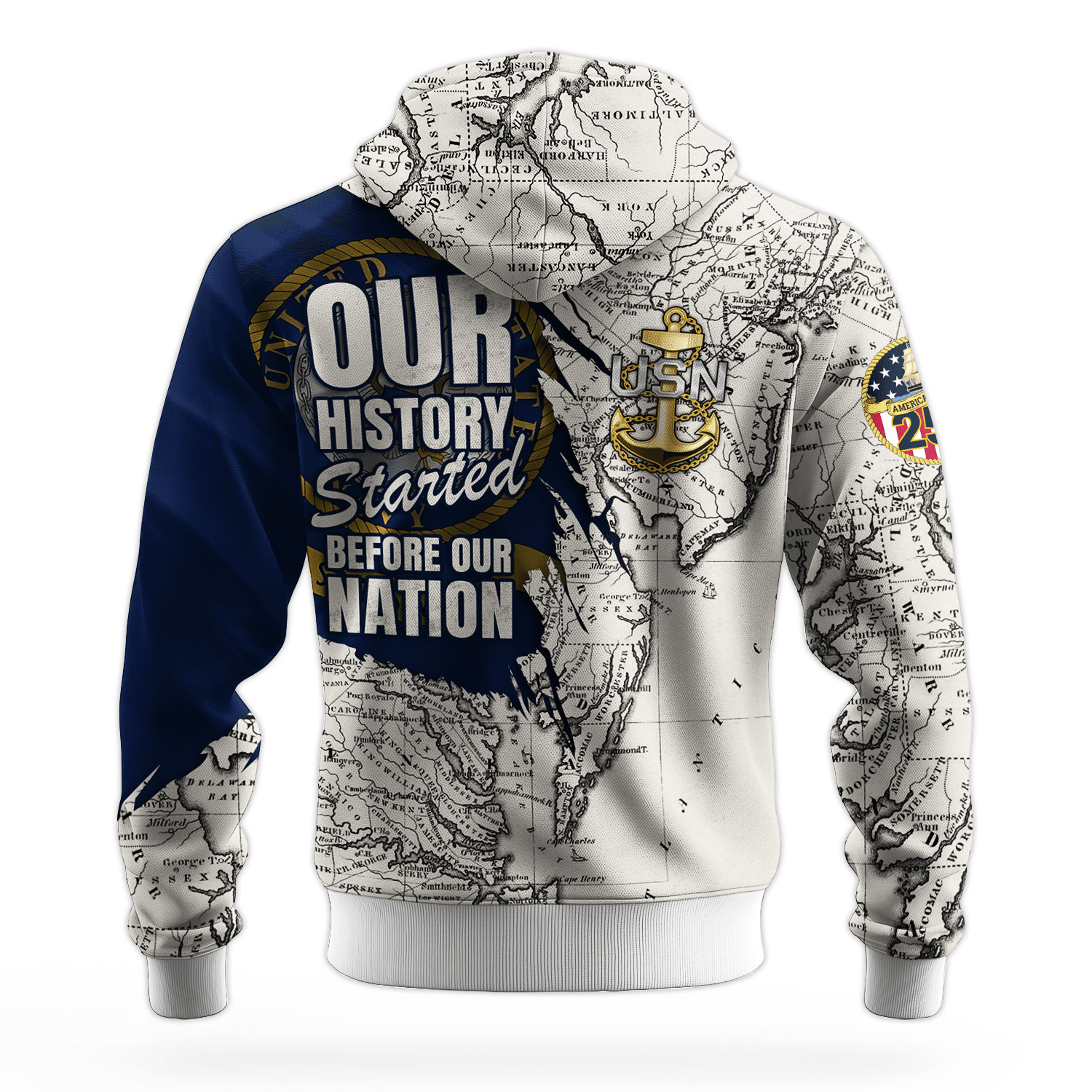 US NAVY 250th Years Of Service All-over Hoodie