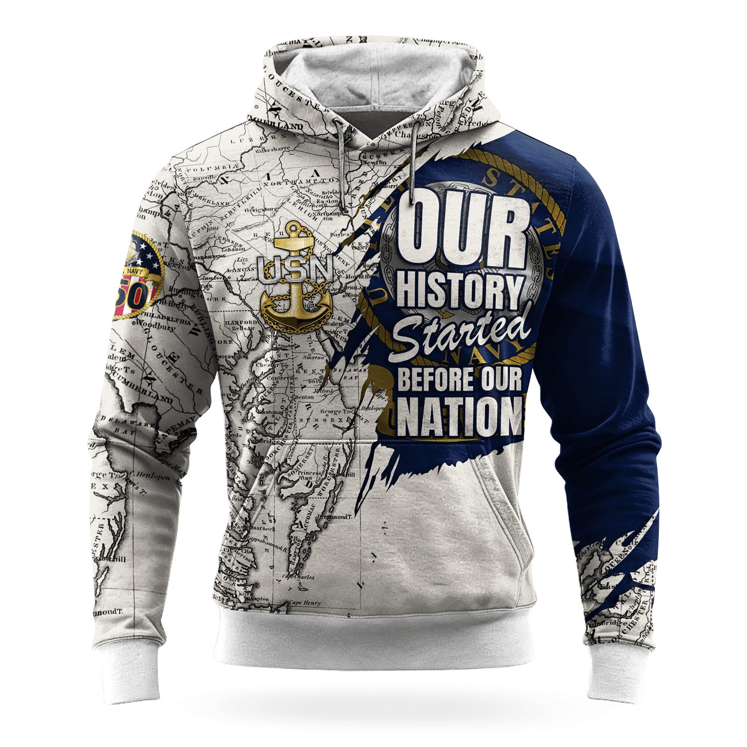 US NAVY 250th Years Of Service All-over Hoodie