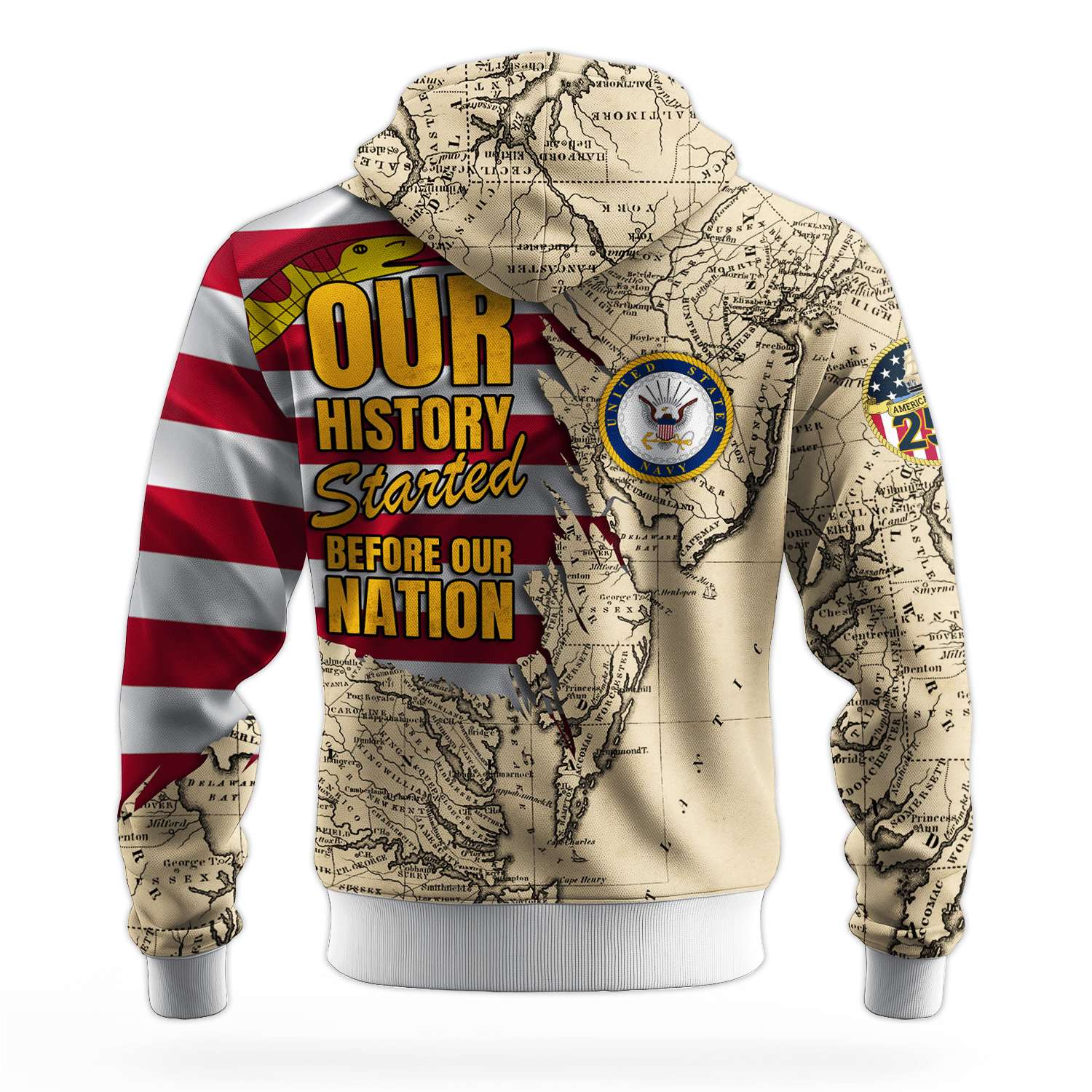 US NAVY 250th Years Of Service All-over Hoodie