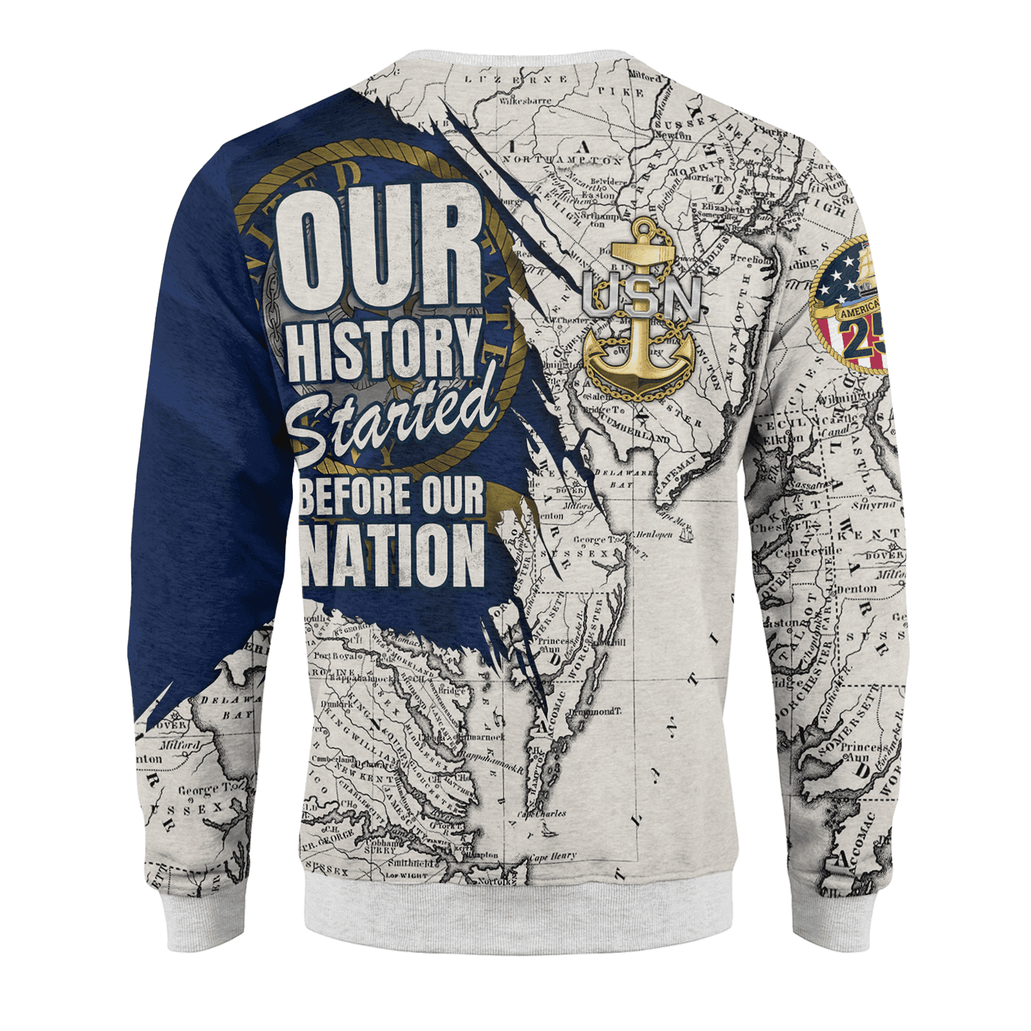 US NAVY 250th Years Of Service Fleece Sweatshirt