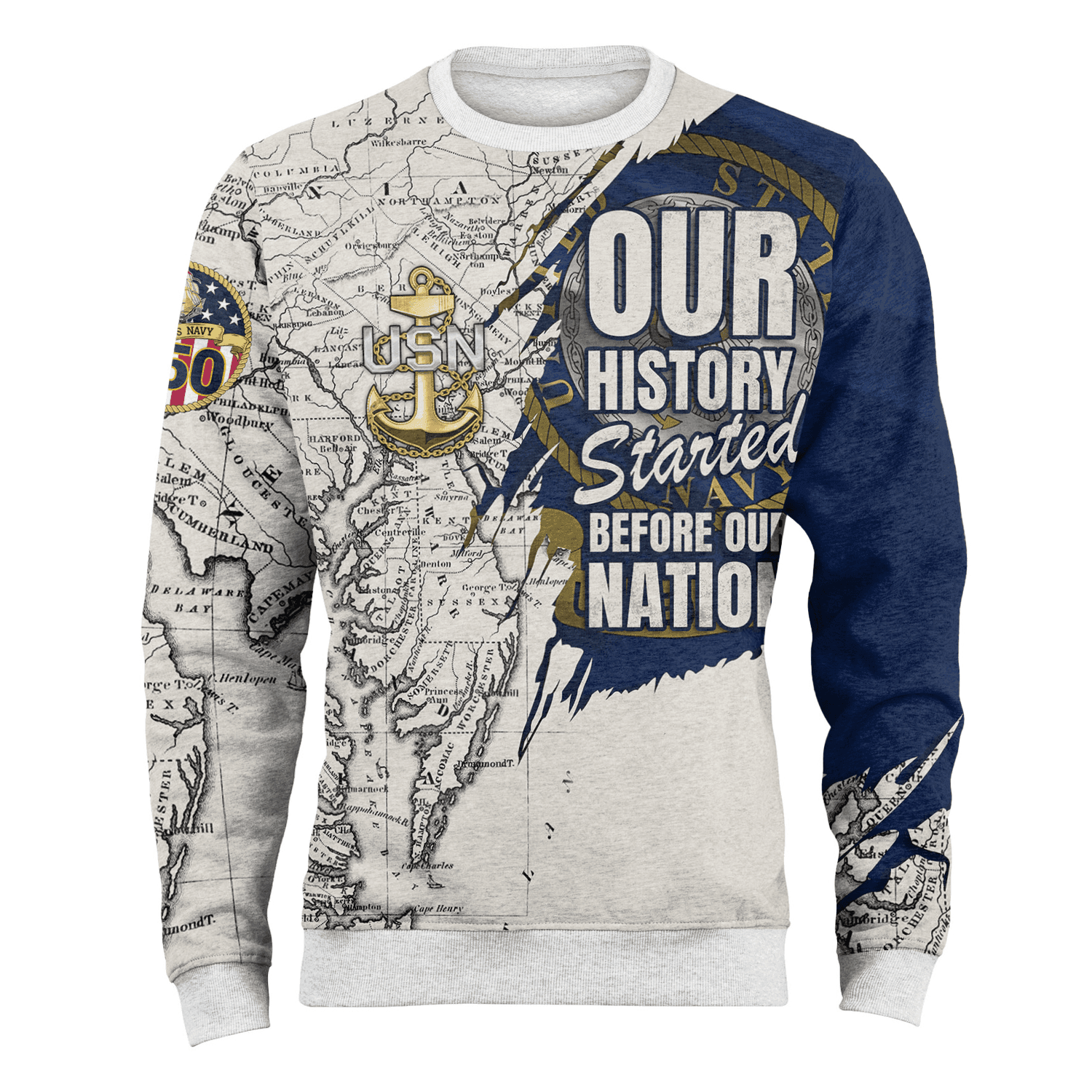 US NAVY 250th Years Of Service Fleece Sweatshirt