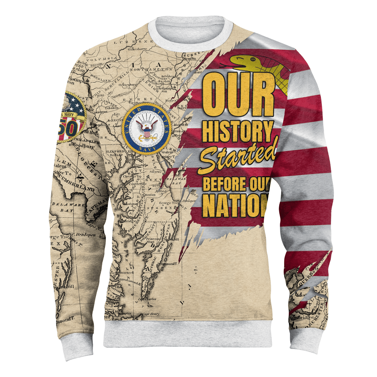 US NAVY 250th Years Of Service Fleece Sweatshirt