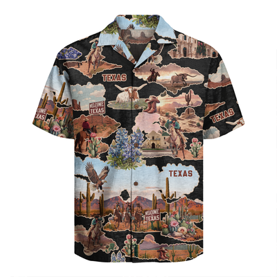 Men's Western Hawaiian Shirt - Texas Print Button-Up