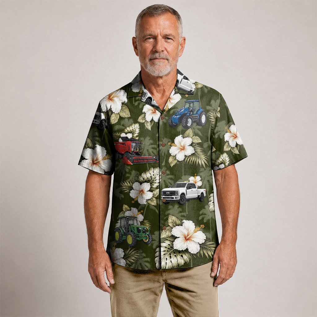 Farmer Summer Shirt for Men - Country Farm Hawaiian Button-Up