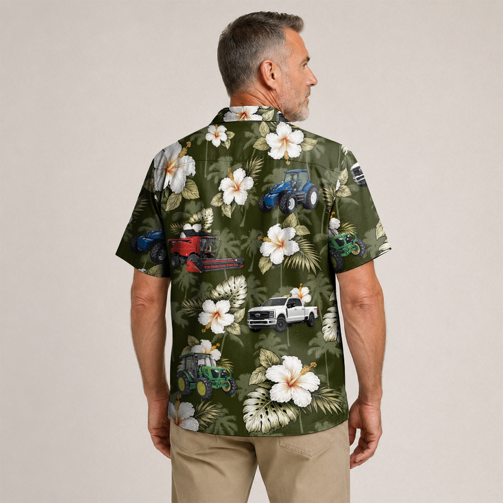 Farmer Summer Shirt for Men - Country Farm Hawaiian Button-Up
