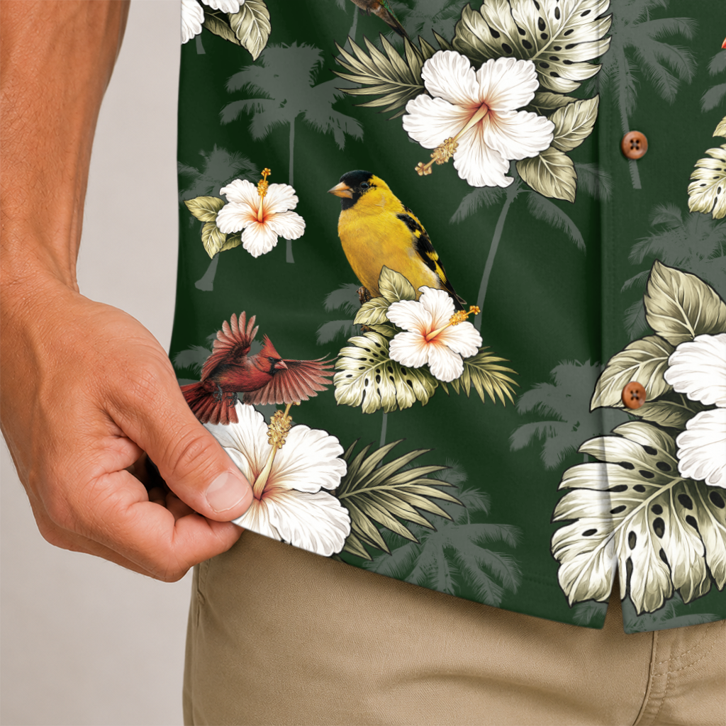Bird Watching Summer Shirt for Men - Hawaiian Bird Button-Up