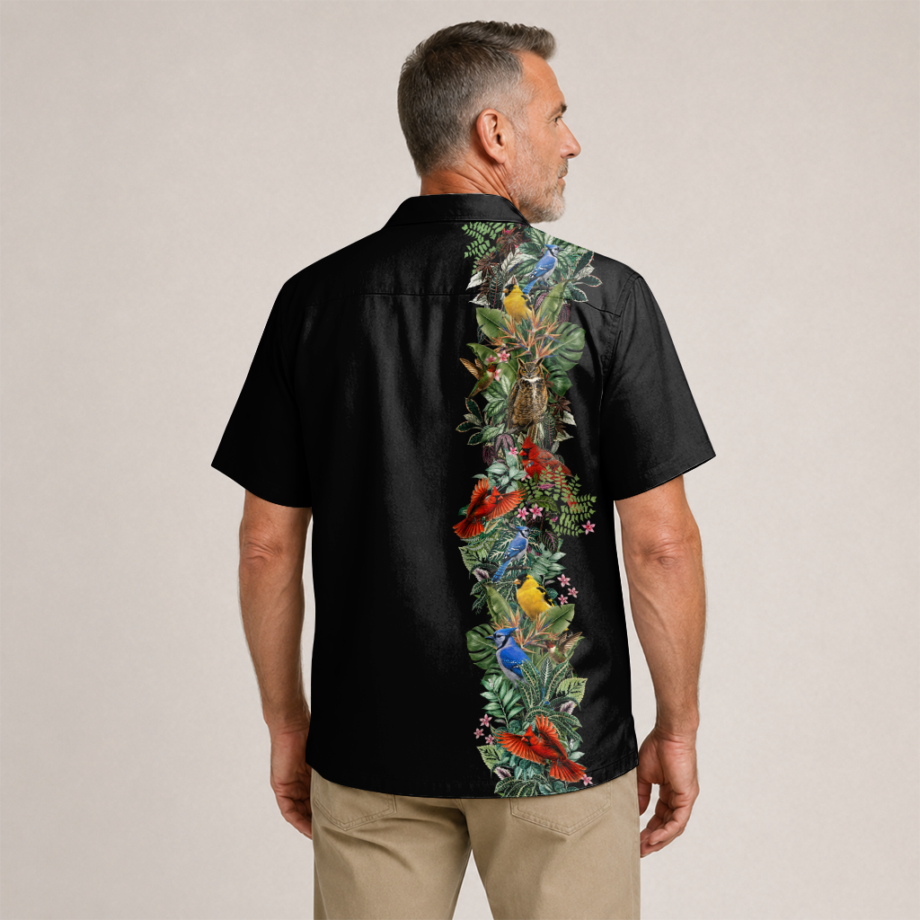 Bird Watching Summer Shirt for Men - Hawaiian Bird Button-Up