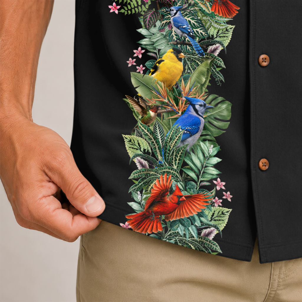 Bird Watching Summer Shirt for Men - Hawaiian Bird Button-Up