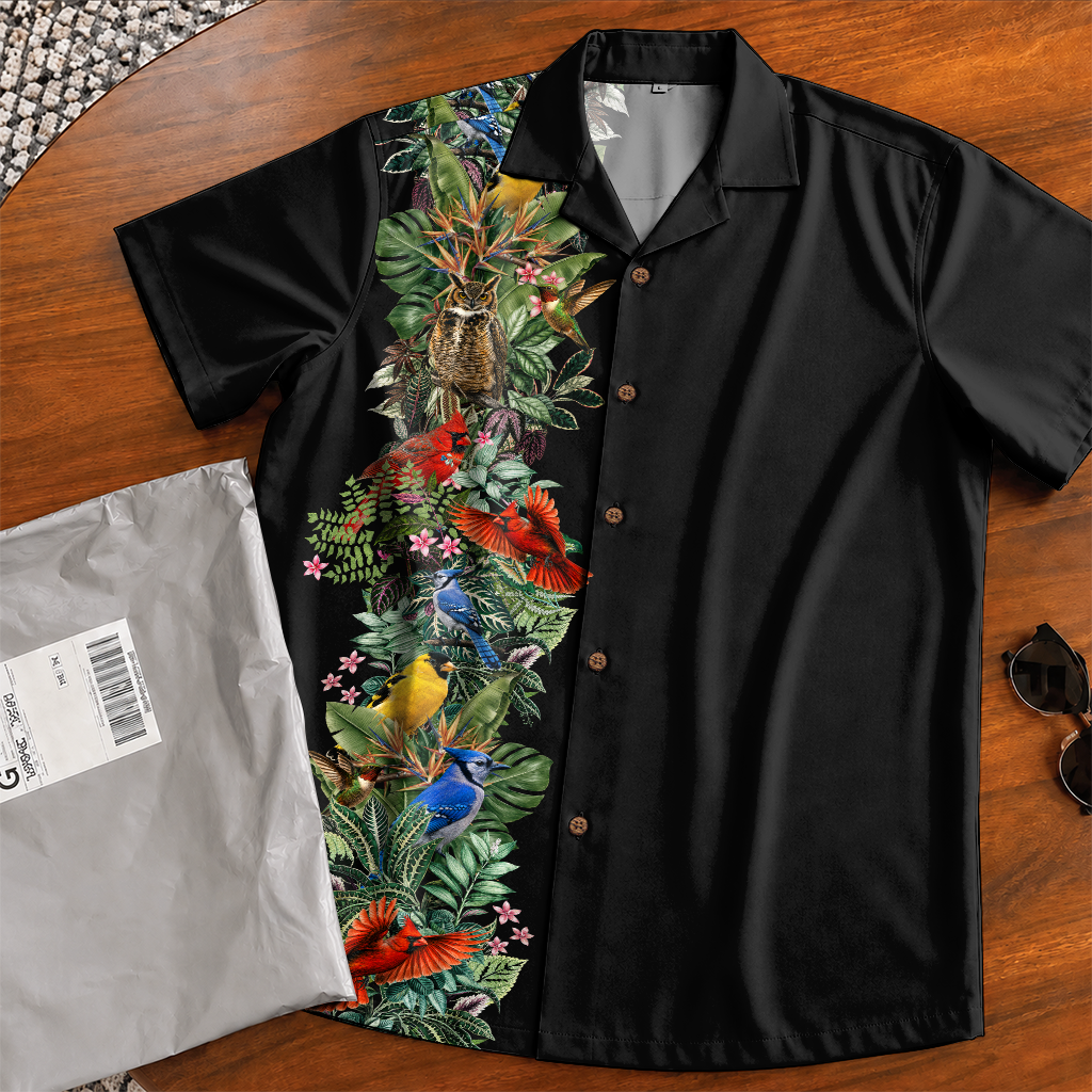 Bird Watching Summer Shirt for Men - Hawaiian Bird Button-Up