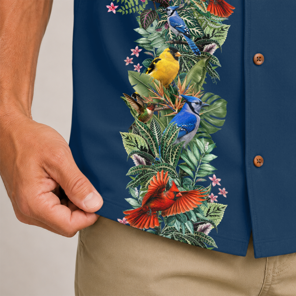 Bird Watching Summer Shirt for Men - Hawaiian Bird Button-Up