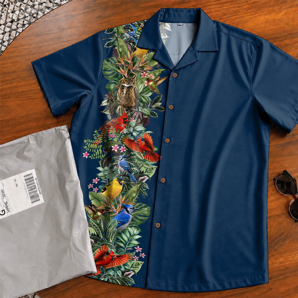 Bird Watching Summer Shirt for Men - Hawaiian Bird Button-Up