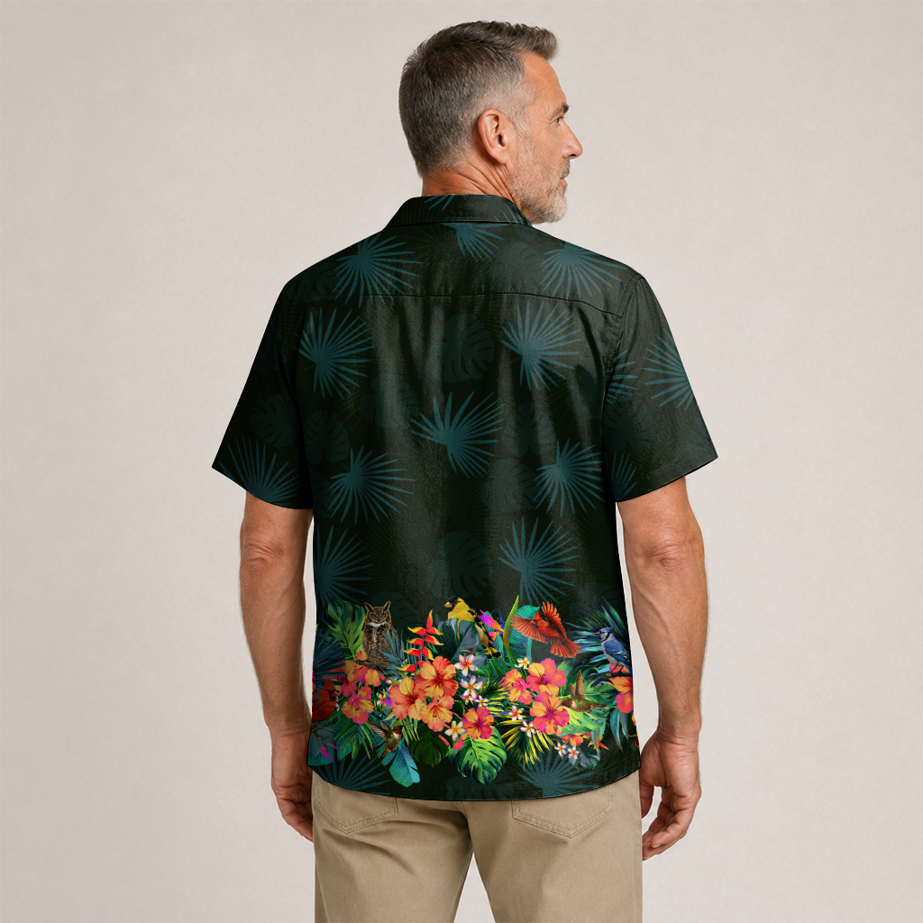 Bird Watching Summer Shirt for Men - Hawaiian Bird Button-Up
