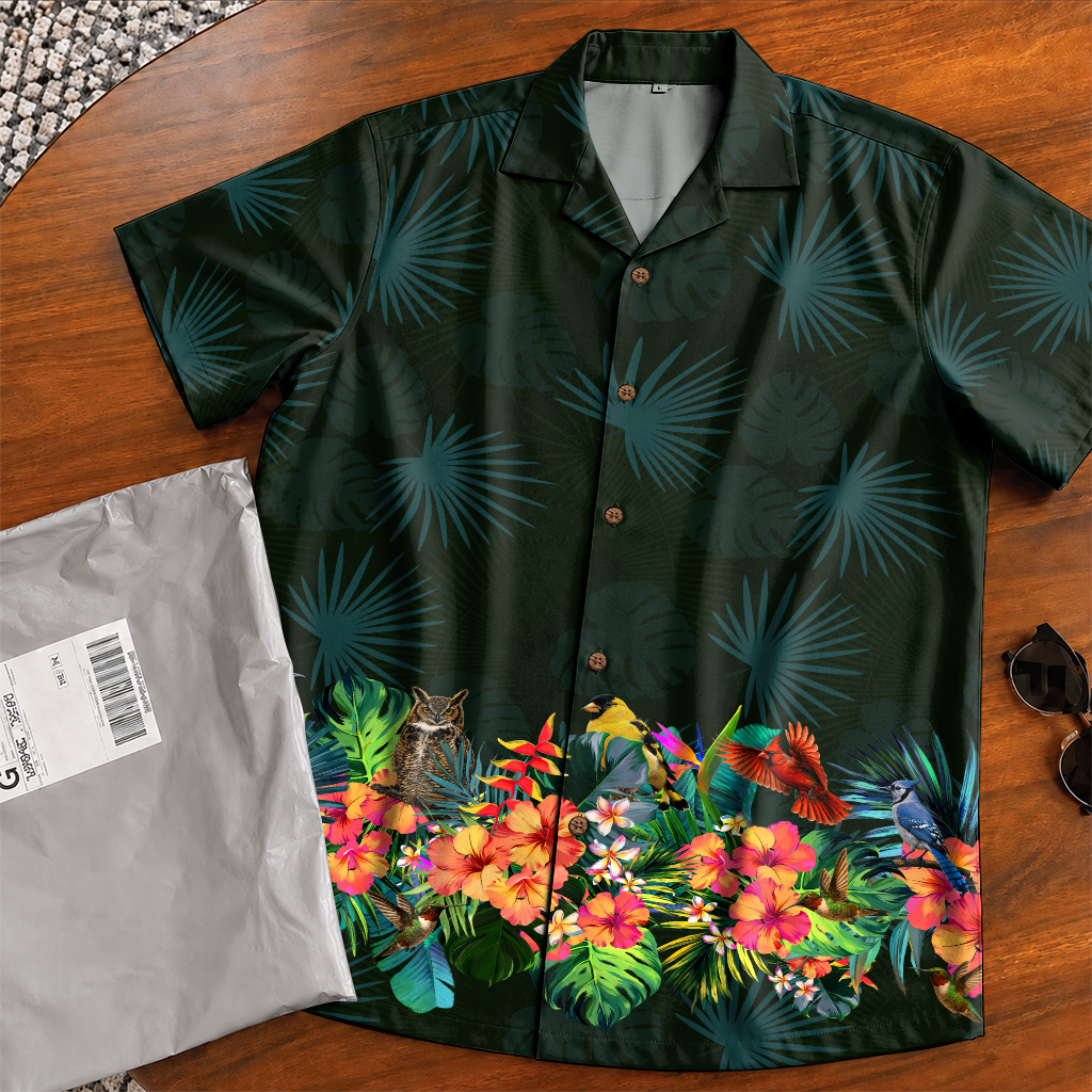Bird Watching Summer Shirt for Men - Hawaiian Bird Button-Up