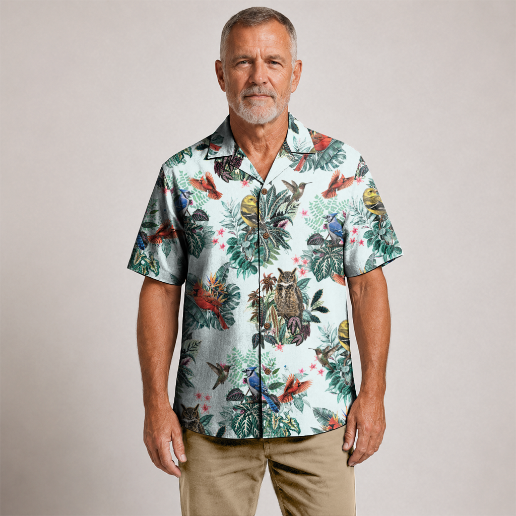 Birdwatcher Hawaiian Shirt for Men - All-Over Bird Print