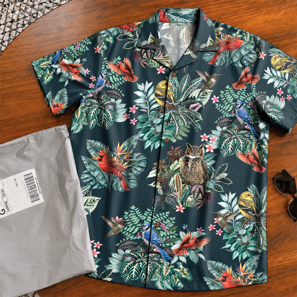Birdwatcher Hawaiian Shirt for Men - All-Over Bird Print