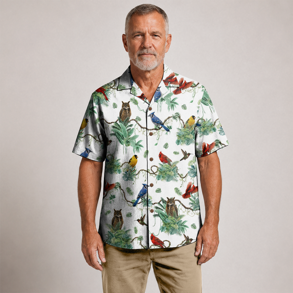 Birdwatcher Hawaiian Shirt for Men - All-Over Bird Print