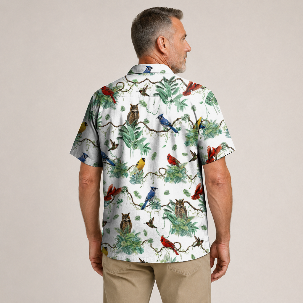 Birdwatcher Hawaiian Shirt for Men - All-Over Bird Print