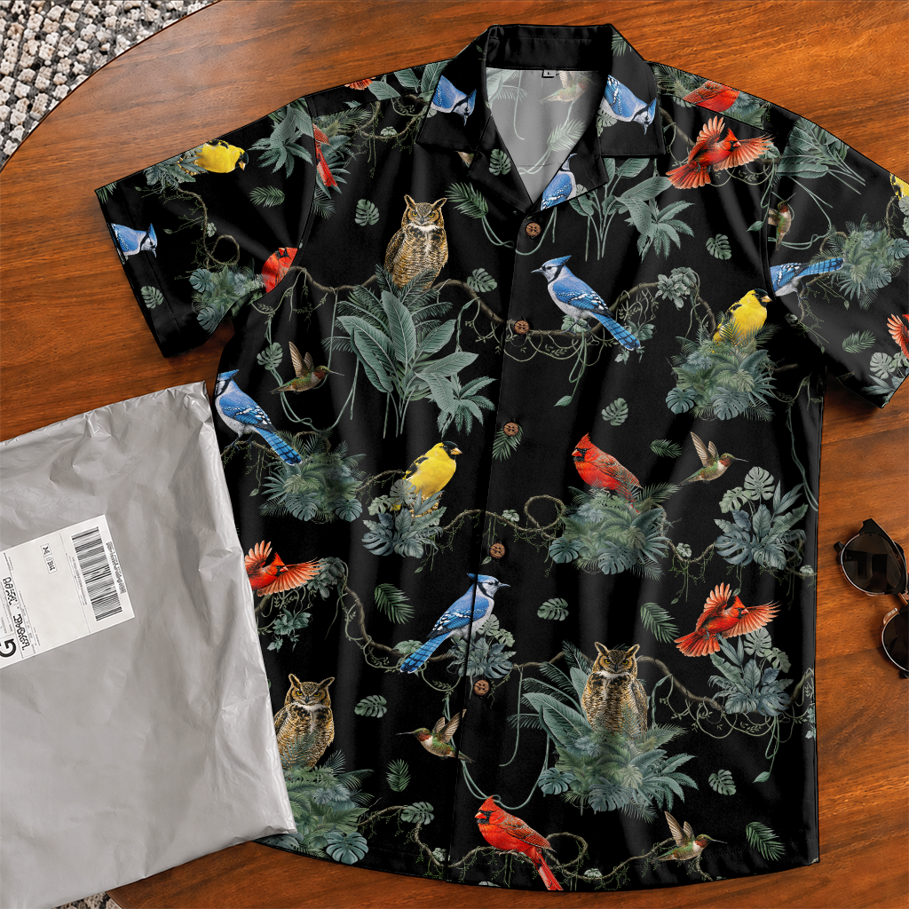 Birdwatcher Hawaiian Shirt for Men - All-Over Bird Print