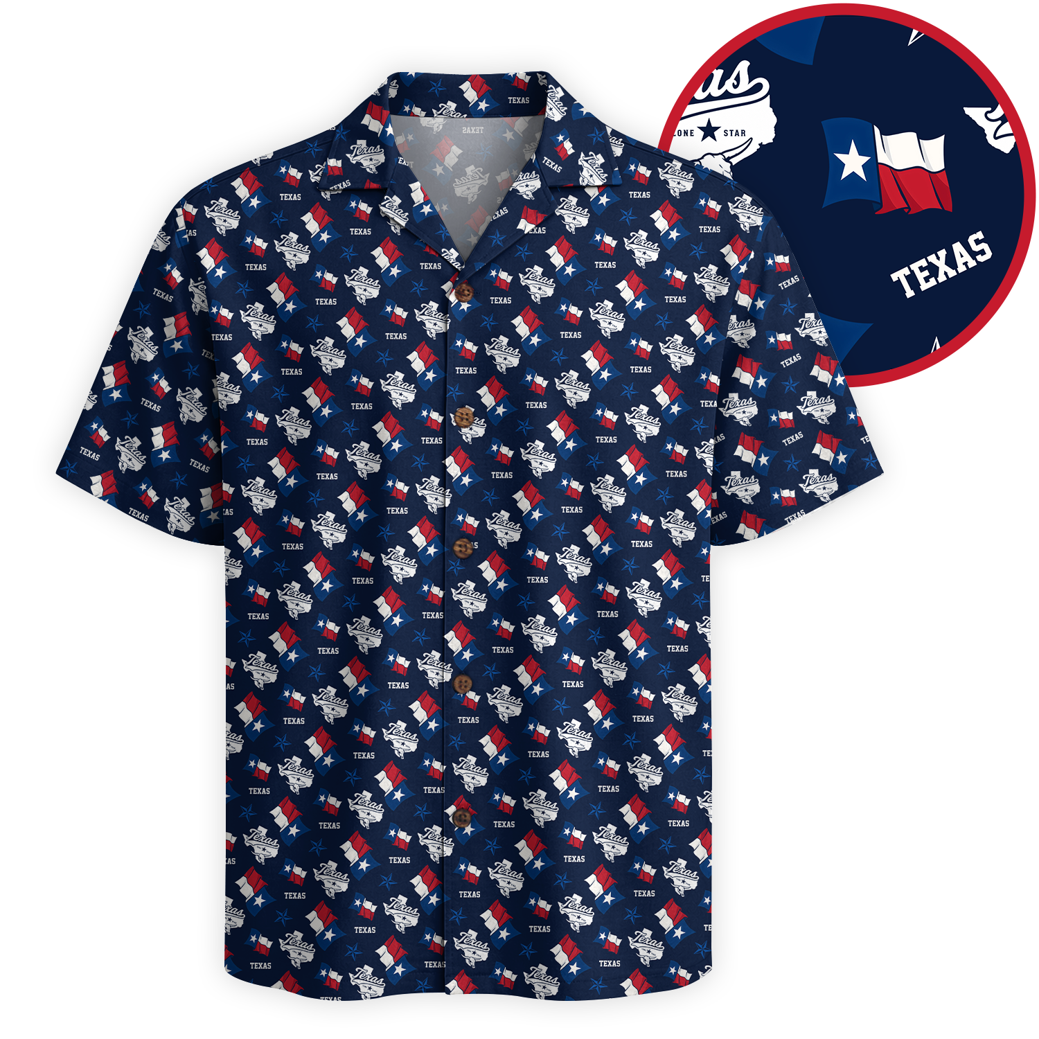 Men's Western Hawaiian Shirt - Texas Print Button-Up