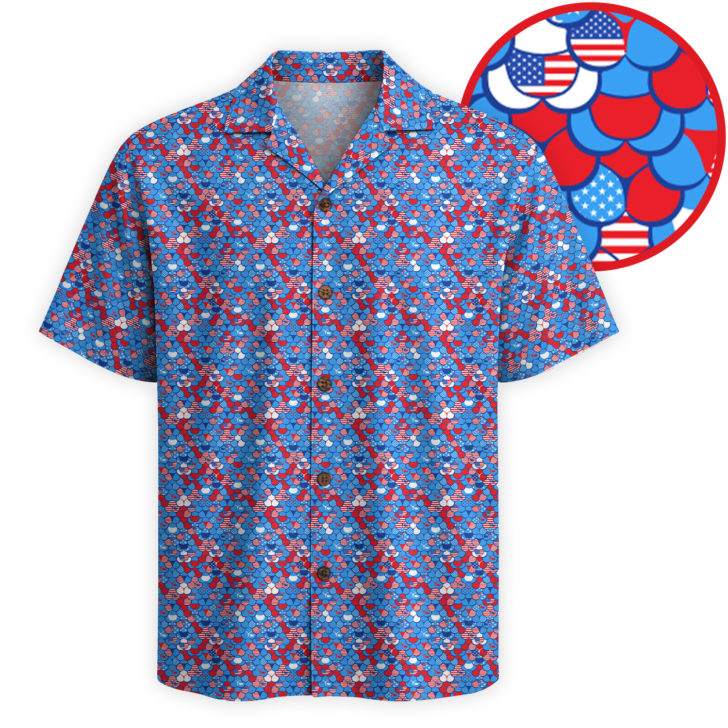 Patriotic Peaches of America Hawaiian Shirt - Blue Edition