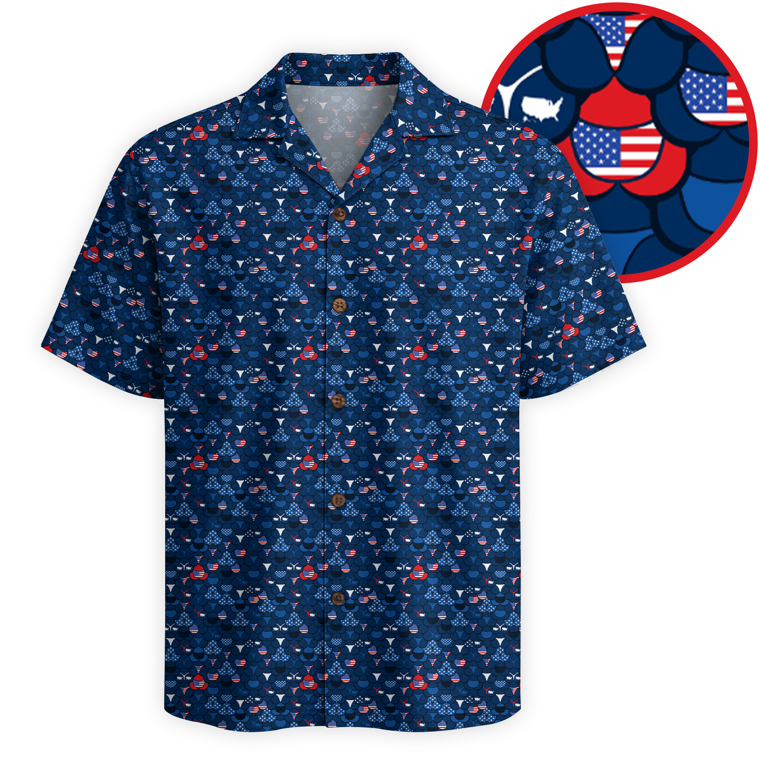 Patriotic Peaches of America Hawaiian Shirt - Navy Edition