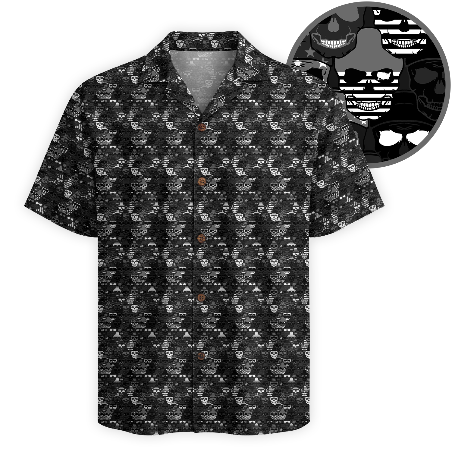 American Pride Freedom Skull Hawaiian Shirt - Black Edition