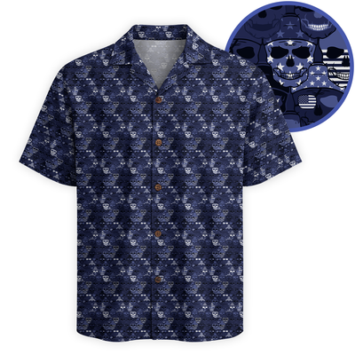 American Pride Freedom Skull Hawaiian Shirt - Navy Edition