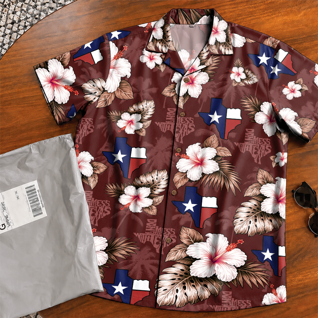 Men's Western Hawaiian Shirt - Texas Print Button-Up