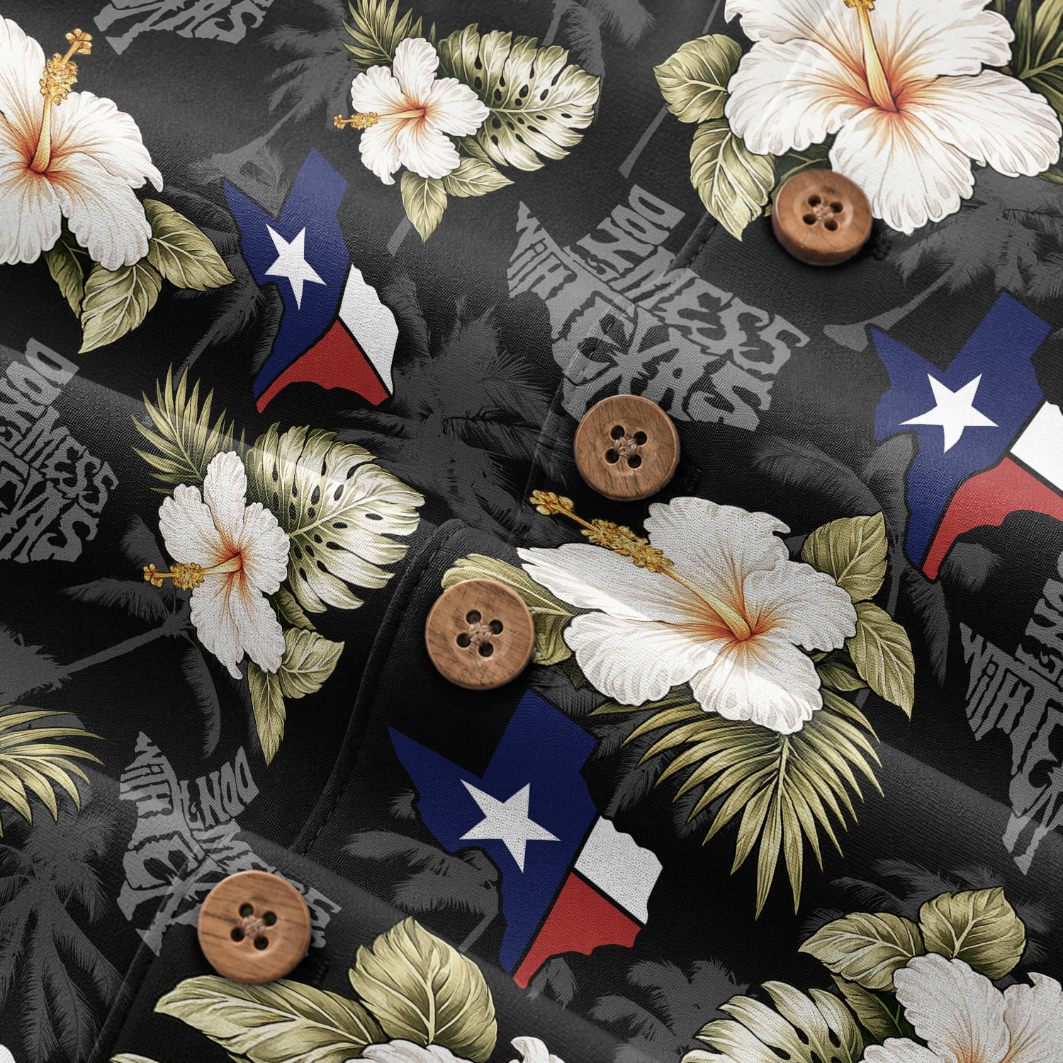 Texas Shirt for Men - Hawaiian Print Short Sleeve Button-Up