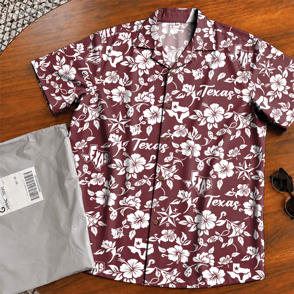 Texas Hawaiian Shirt for Men - Western Print Button-Up