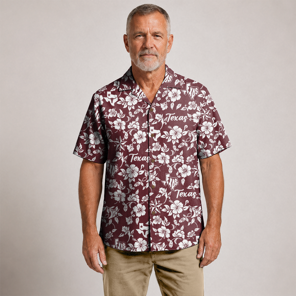 Texas Hawaiian Shirt for Men - Western Print Button-Up