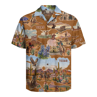 Men's Texas Button-Up Hawaiian Shirt - Western Print