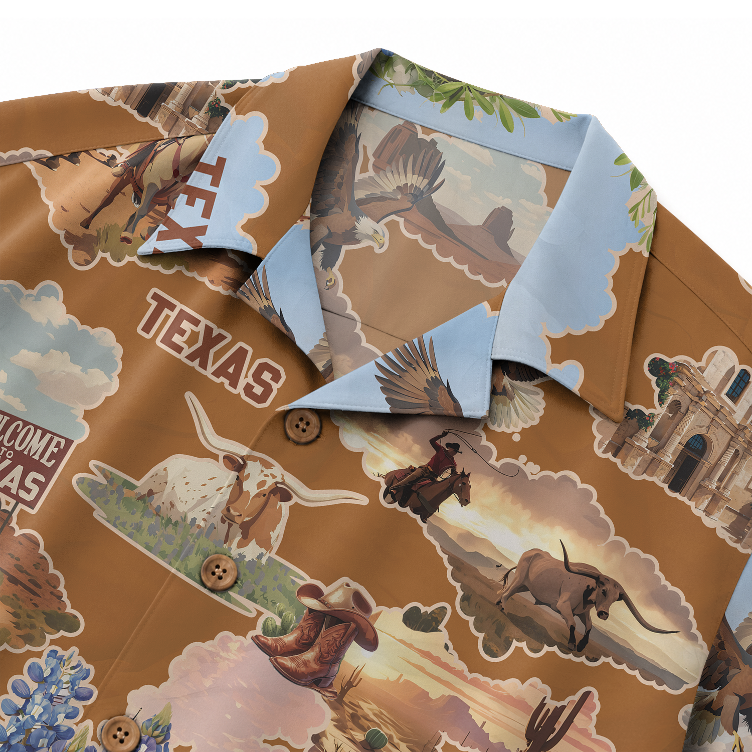 Men's Texas Button-Up Hawaiian Shirt - Western Print